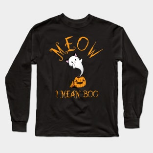 meow, i mean boo for cat lover Long Sleeve T-Shirt